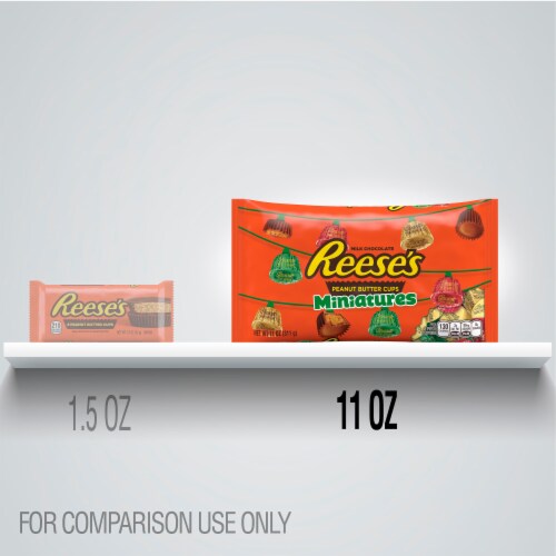 Reese's Peanut Butter Cups Holiday Candy Miniatures Bag Perspective: left
