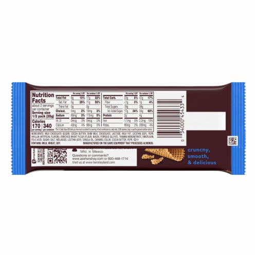 HERSHEY'S Milk Chocolate with Waffle Cone Pieces King Size Candy Bar Perspective: left