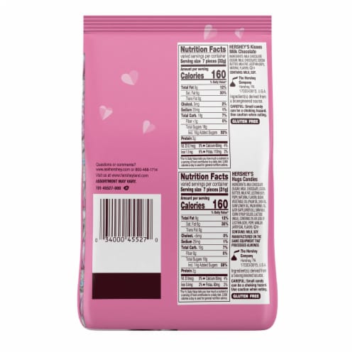 HERSHEY'S HUGS & KISSES Assorted Flavored Valentine Candy Bag Perspective: left