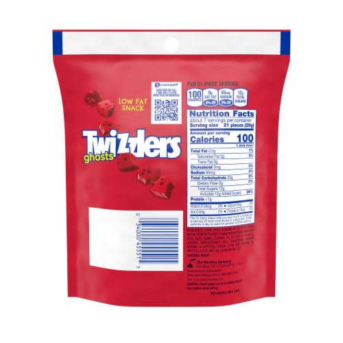 TWIZZLERS Ghosts Cherry Flavored Chewy Halloween Candy Bag Perspective: left