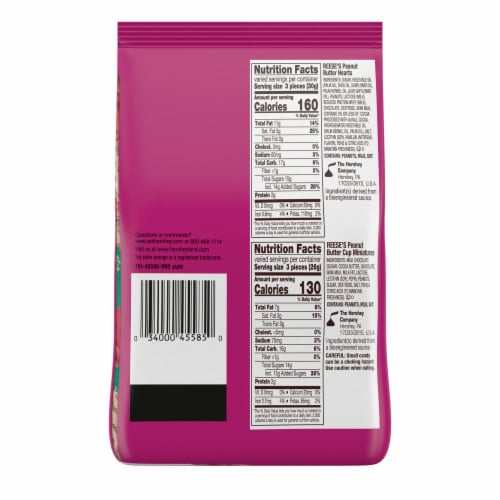 REESE'S Assorted Chocolate Peanut Butter Shapes Valentine Candy Bag Perspective: left