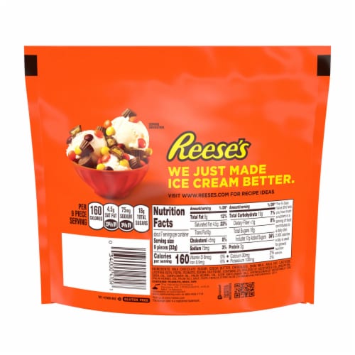 REESE'S Minis Unwrapped Milk Chocolate Peanut Butter Cups Candy Bag Perspective: left