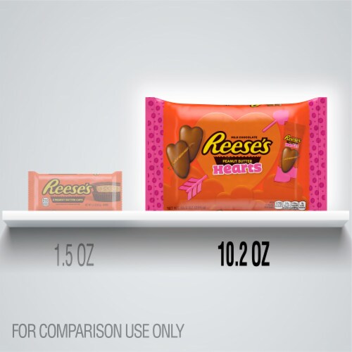 Reese's Milk Chocolate Peanut Butter Hearts Candy Perspective: left