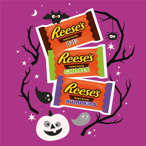Reese's Milk Chocolate Peanut Butter Assorted Halloween Shapes Perspective: left
