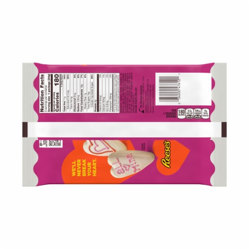 REESE'S White Creme Peanut Butter Hearts Candy Valentine's Day Packs Perspective: left