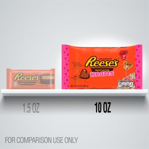 Reese's Milk Chocolate Peanut Butter Hearts Candy Perspective: left