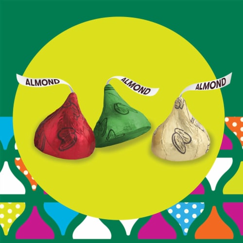 HERSHEY'S KISSES Milk Chocolate with Almonds Candy Christmas Bag Perspective: left