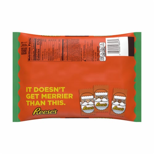 REESE'S Milk Chocolate Peanut Butter Creme Santas Christmas Candy Bag Perspective: left