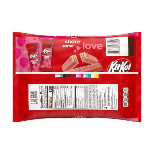 KIT KAT® Raspberry Flavored Creme Wafer Snack Size Valentine Candy Bag Perspective: left