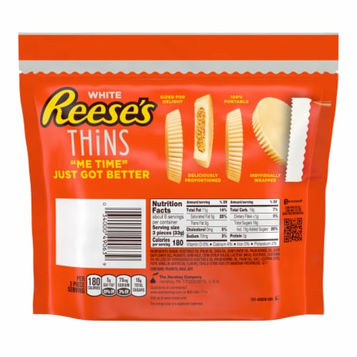 REESE'S THiNS White Creme Peanut Butter Cups Candy Share Pack Perspective: left