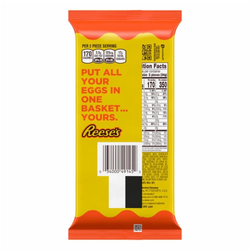 REESE'S Milk Chocolate and Peanut Butter Eggs Easter Candy Packs Perspective: left