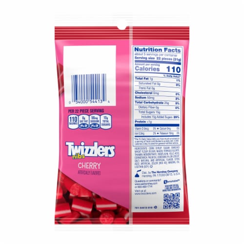 TWIZZLERS NIBS Cherry Flavored Licorice Style Chewy Candy Bag Perspective: left