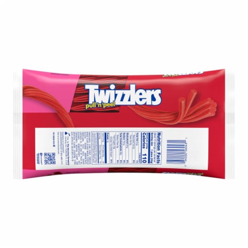 TWIZZLERS PULL 'N' PEEL Cherry Chewy Candy Bag Perspective: left
