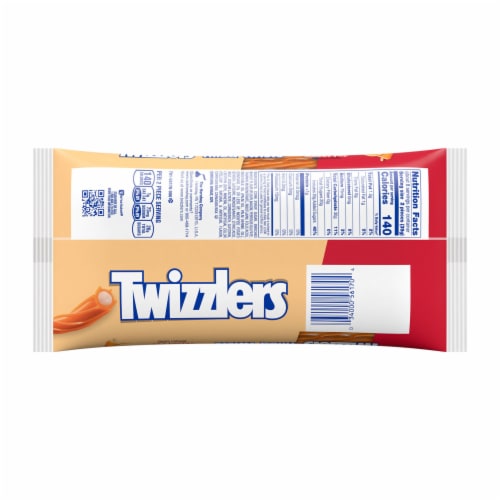 TWIZZLERS Filled Twists Orange Cream Pop Flavored Licorice Style Chewy Candy Bag Perspective: left