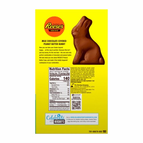 REESE'S Peanut Butter Milk Chocolate Bunny Easter Candy Gift Box Perspective: left