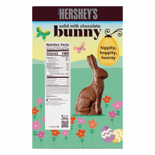 HERSHEY'S Solid Milk Chocolate Bunny Easter Candy Gift Box Perspective: left