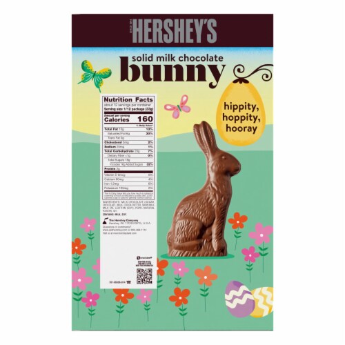 HERSHEY'S Solid Milk Chocolate Bunny Easter Candy Gift Box Perspective: left