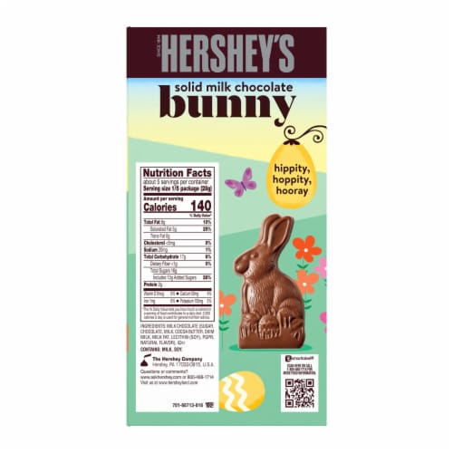 HERSHEY'S Solid Milk Chocolate Bunny Easter Candy Gift Box Perspective: left