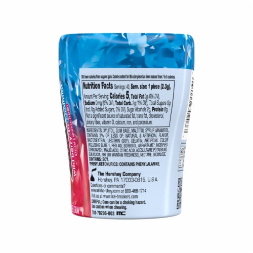ICE BREAKERS Flavor Shifters Wild Berry to Coolmint Flavored Sugar Free Chewing Gum Bottle Perspective: left