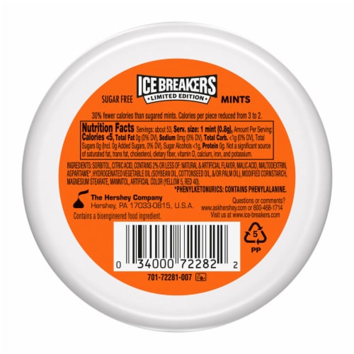ICE BREAKERS Orange Cream Pop Sugar Free Mints Tin Perspective: left