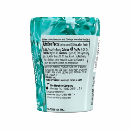 ICE BREAKERS Wintergreen Sugar Free Mints Bottle Perspective: left
