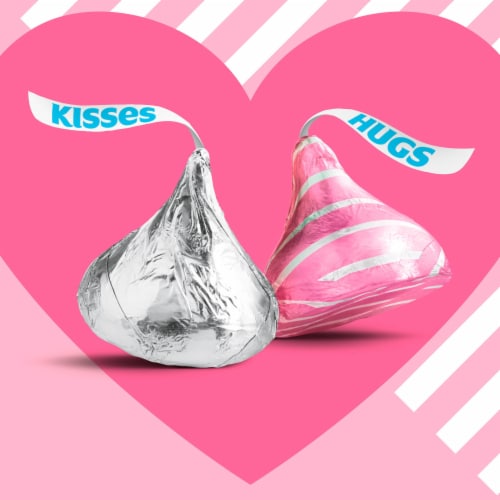 HERSHEY'S HUGS & KISSES Assorted Flavored Valentine Candy Bag Perspective: left