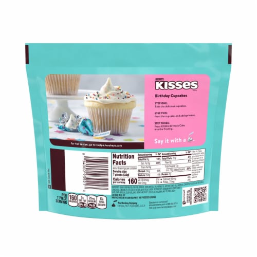 HERSHEY'S KISSES Birthday Cake Flavored Creme with Sprinkles Candy Share Pack Perspective: left