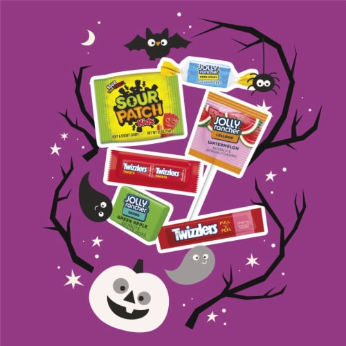 Hershey and Mondelez Fruit Flavored Assortment Chewy and Hard Candy Halloween Bulk Variety Bag Perspective: left