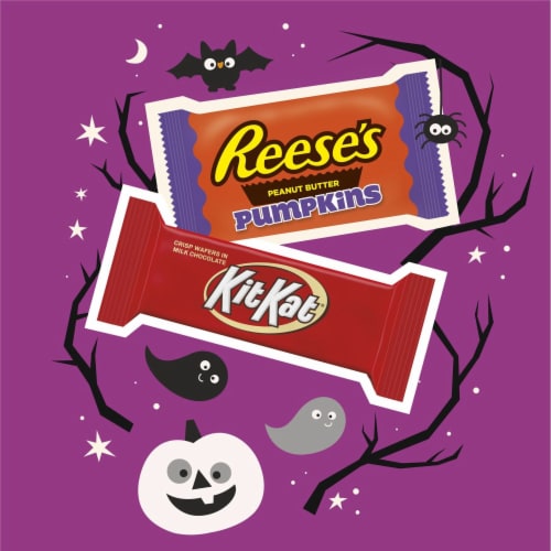 REESE'S and KIT KAT® Milk Chocolate Assortment Snack Size Candy Halloween Variety Bag Perspective: left