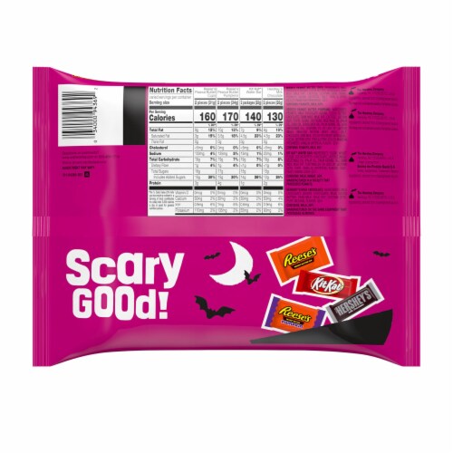 Hershey Milk Chocolate Assortment Snack Size Halloween Candy Variety Bag Perspective: left