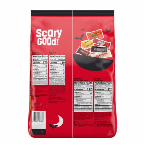 Hershey Assorted Chocolate Flavors Bite Size Halloween Candy Bulk Variety Bag Perspective: left