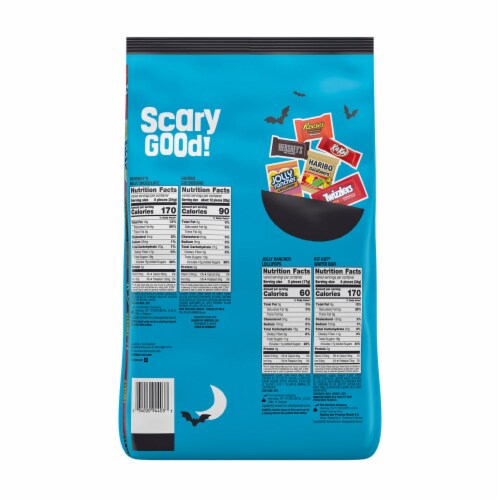 Hershey Assorted Milk Chocolate and Fruit Flavors Bite Size Halloween Candy Bulk Variety Bag Perspective: left