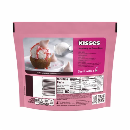 HERSHEY'S KISSES Strawberry Ice Cream Cone Flavored Candy Share Pack Perspective: left