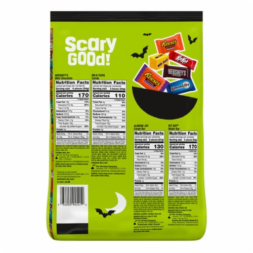 Hershey Assorted Chocolate Flavored Halloween Candy Bag Perspective: left