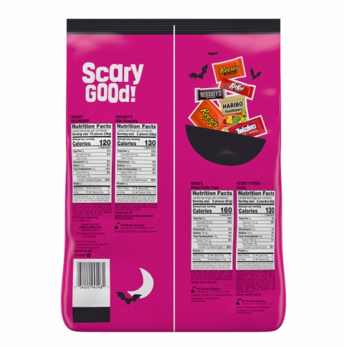 Hershey Assorted Flavored Snack Size Halloween Candy Bulk Bag Perspective: left