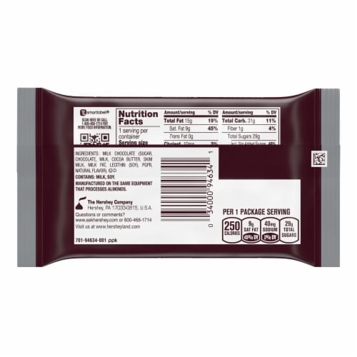 HERSHEY'S Milk Chocolate Snack Size Candy Bars Perspective: left