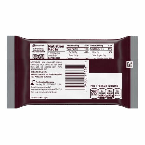 HERSHEY'S Milk Chocolate Snack Size Candy Bars Perspective: left
