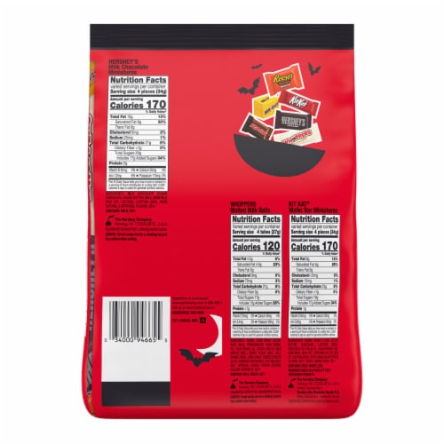 Hershey Miniatures Assorted Flavored Halloween Candy Bulk Bag Perspective: left