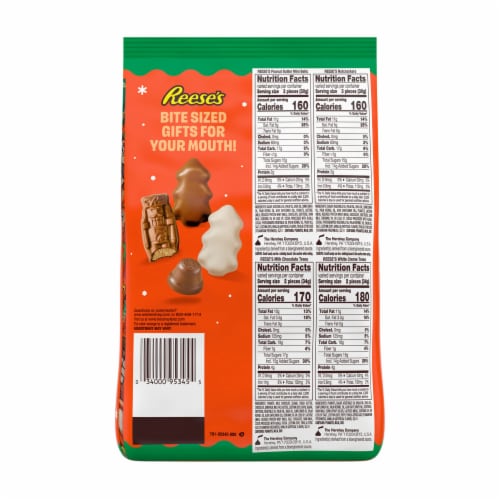 REESE'S Assorted Flavored Peanut Butter Shapes Christmas Candy Bag Perspective: left