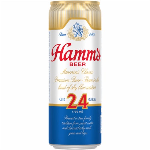 Hamm's American-Style Lager Light Beer Perspective: left