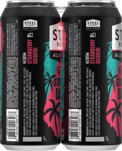 Steel Reserve Tiki Series Strawberry Daiquiri Flavored Hard Beverage Single Can Perspective: left