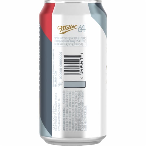 Miller64 Extra Light Beer Perspective: left