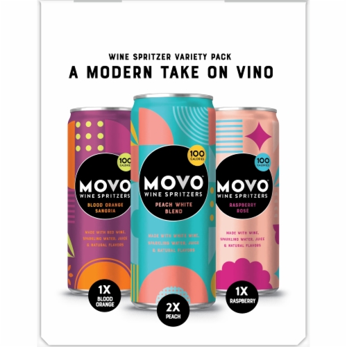 Movo Low Calorie Wine Spritzers Variety Pack 4 Cans Perspective: left