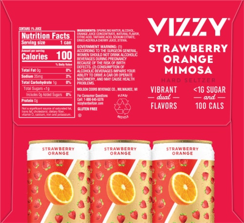 Vizzy Strawberry Orange Mimosa Hard Seltzer Variety Pack Perspective: left