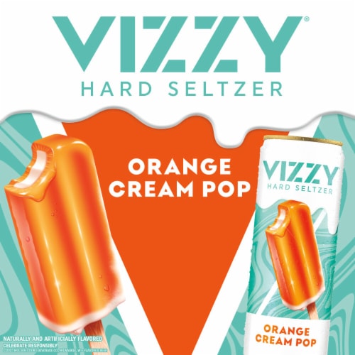Vizzy Orange Cream Pop Gluten Free Hard Seltzer Perspective: left