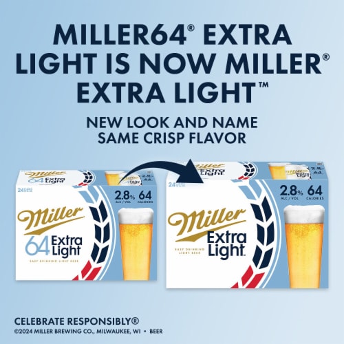 Miller 64 Extra Light Lager Beer Perspective: left