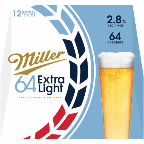 Miller 64 Extra Light Lager Beer, 12 bottles / 12 fl oz - Baker’s