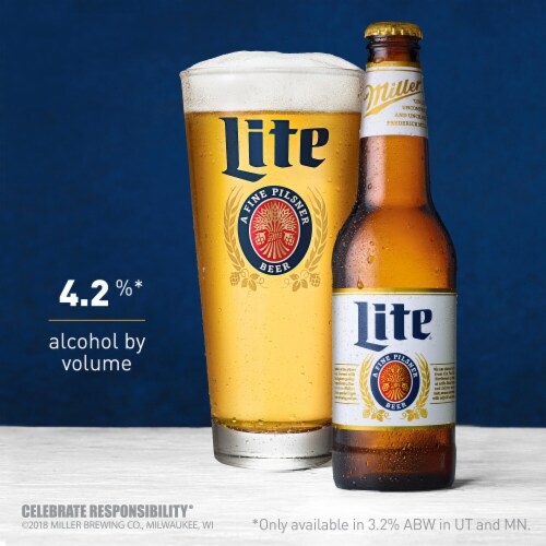 Miller Lite American Pilsner Light Lager Beer Perspective: left