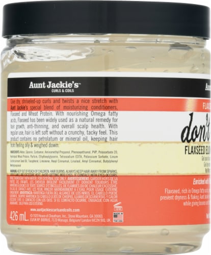 Aunt Jackie's Don't Shrink Flaxseed Elongating Curling Gel Perspective: left