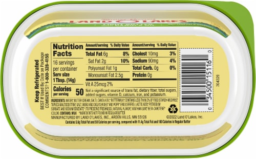 Land O Lakes® Light Butter with Canola Oil Tub Perspective: left